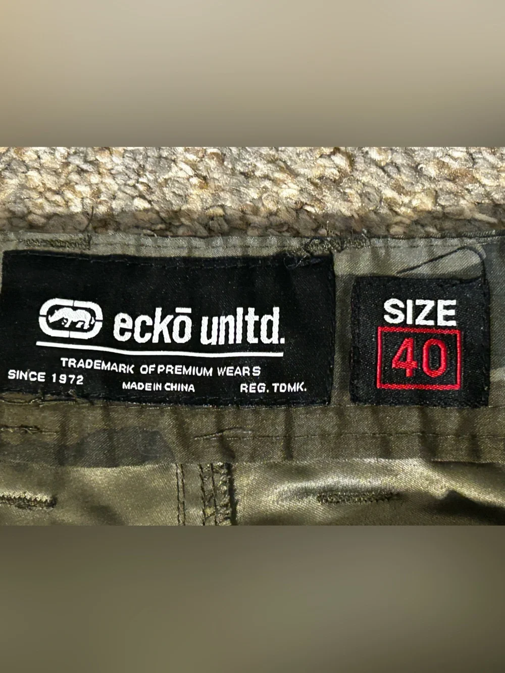 Ecko Unltd Camo Cargo Shorts Men’s 40 Streetwear Utility Belted Green Black Y2K - Picture 6 of 10